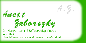 anett zaborszky business card